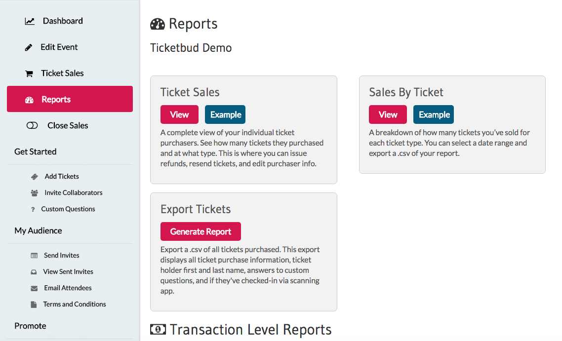 Reports Ticketbud Help Center 