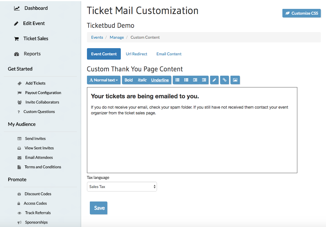 Ticket Mail Customization Ticketbud Help Center 