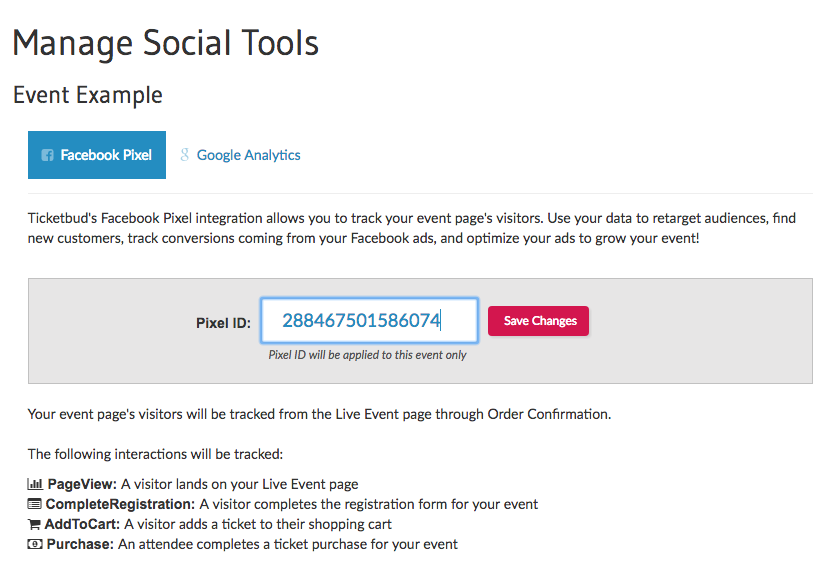 Add Facebook Pixel To Your Event Page Ticketbud Help Center 