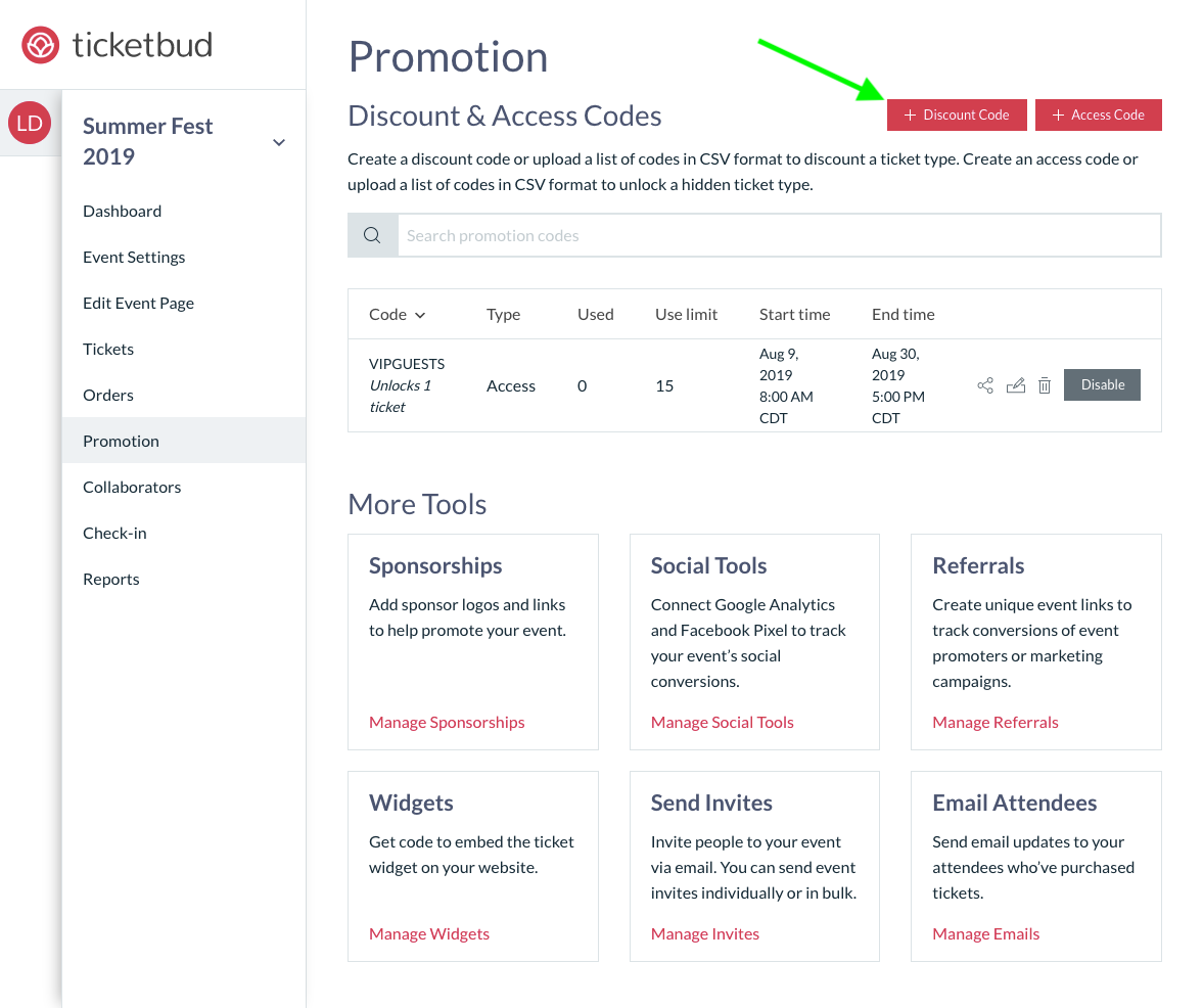 Create Discount Codes Ticketbud Help Center 