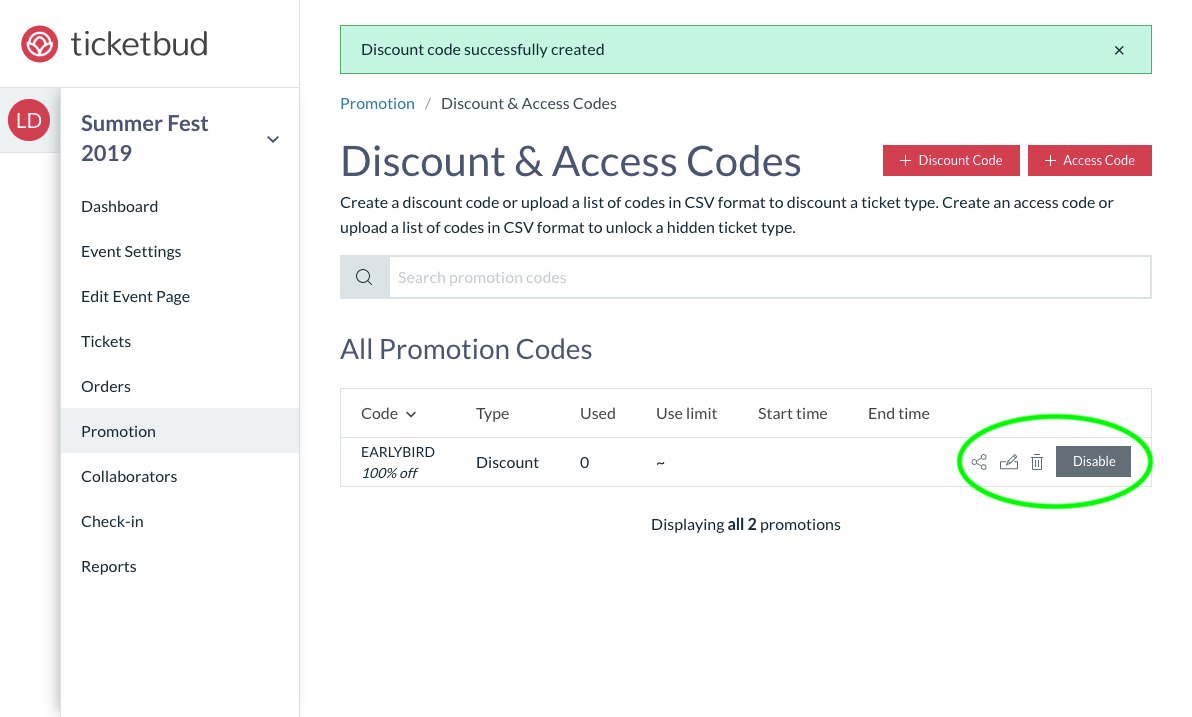 Create Discount Codes Ticketbud Help Center