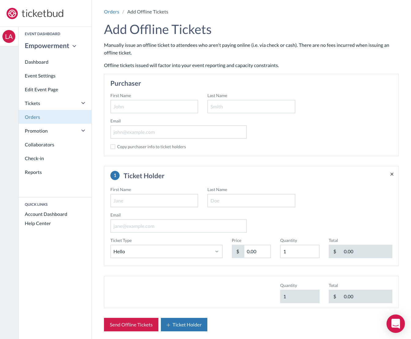 Issue Offline Tickets Ticketbud Help Center 